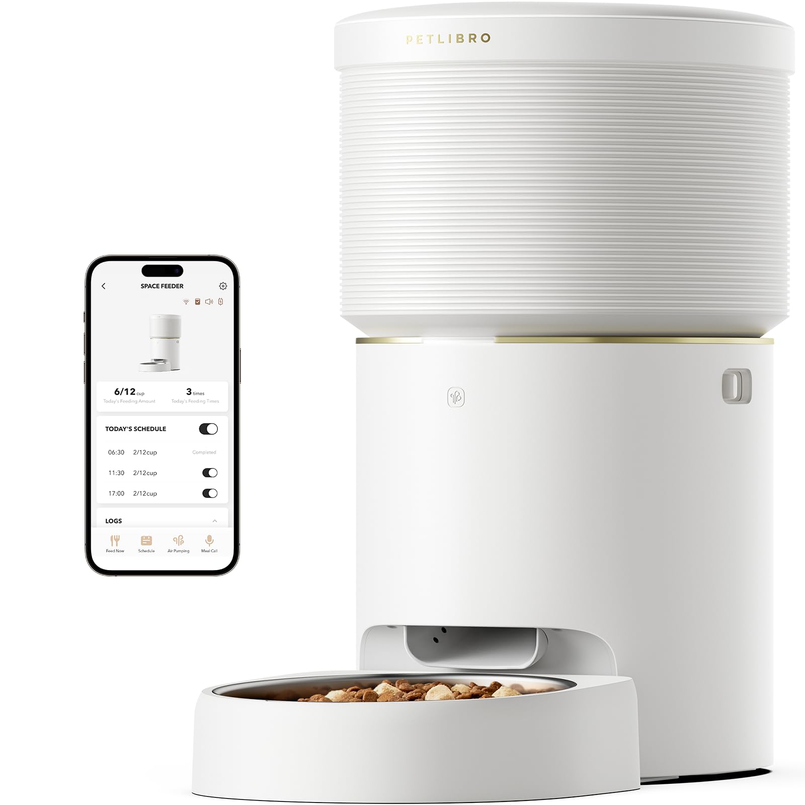 PETLIBRO Vacuum-Sealed Automatic Cat Feeders 8L/34Cups Automatic Dog Feeder with 5G Wi-Fi Automatic Cat Food Dispenser for Airtight Storage Space Pet Feeder with 187mm Large Food Tray for Cat & Dog